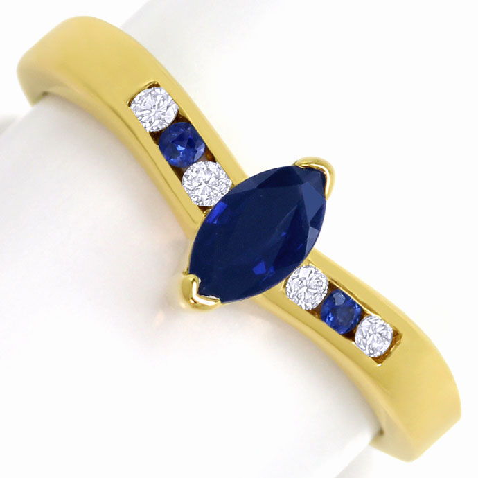 Foto 2 - Formschöner Goldring mit Brillanten und Blauen Saphiren, S9113